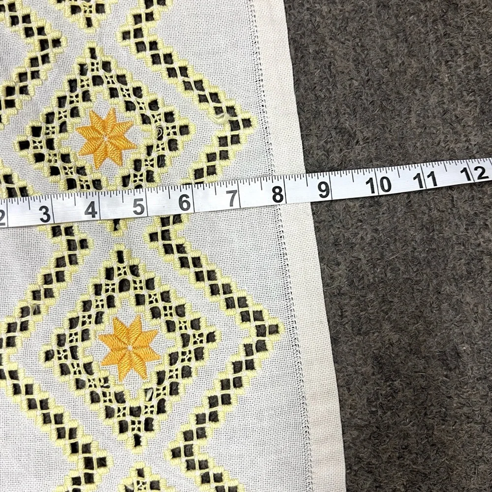 Vintage Handmade Floral Embroidered Table Runner Grandmacore Cottagecore